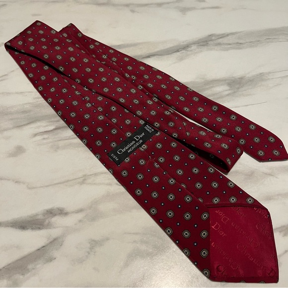 RARE Vintage Christian Dior Silk Tie w Logo - Picture 3 of 6